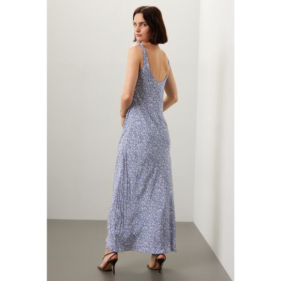 POLO RALPH LAUREN Blue Floral Print Slip Style Sleeveless A-Line Dress Size 4 - Picture 2 of 16